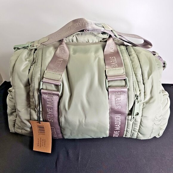 Steve Madden DT623615 ML Olive Quilted Puffer Weekender Bag - NWT - Picture 5 of 13